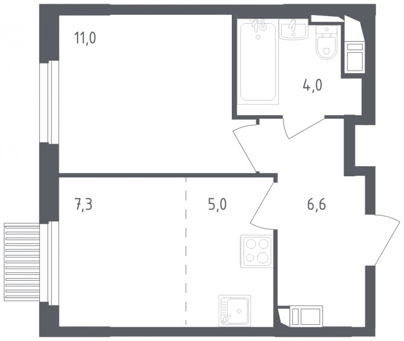 2-комнатная квартира с полной отделкой, 33.9 м2, 15 этаж, сдача 2 квартал 2024 г., ЖК Мытищи Парк, корпус 3 - объявление 1822313 - фото №1