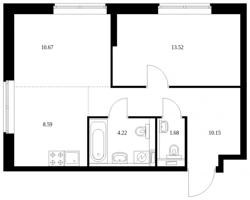 2-комнатная квартира с полной отделкой, 48.83 м2, 2 этаж, сдача 1 квартал 2024 г., ЖК Green Park, корпус 8 - объявление 1687810 - фото №1