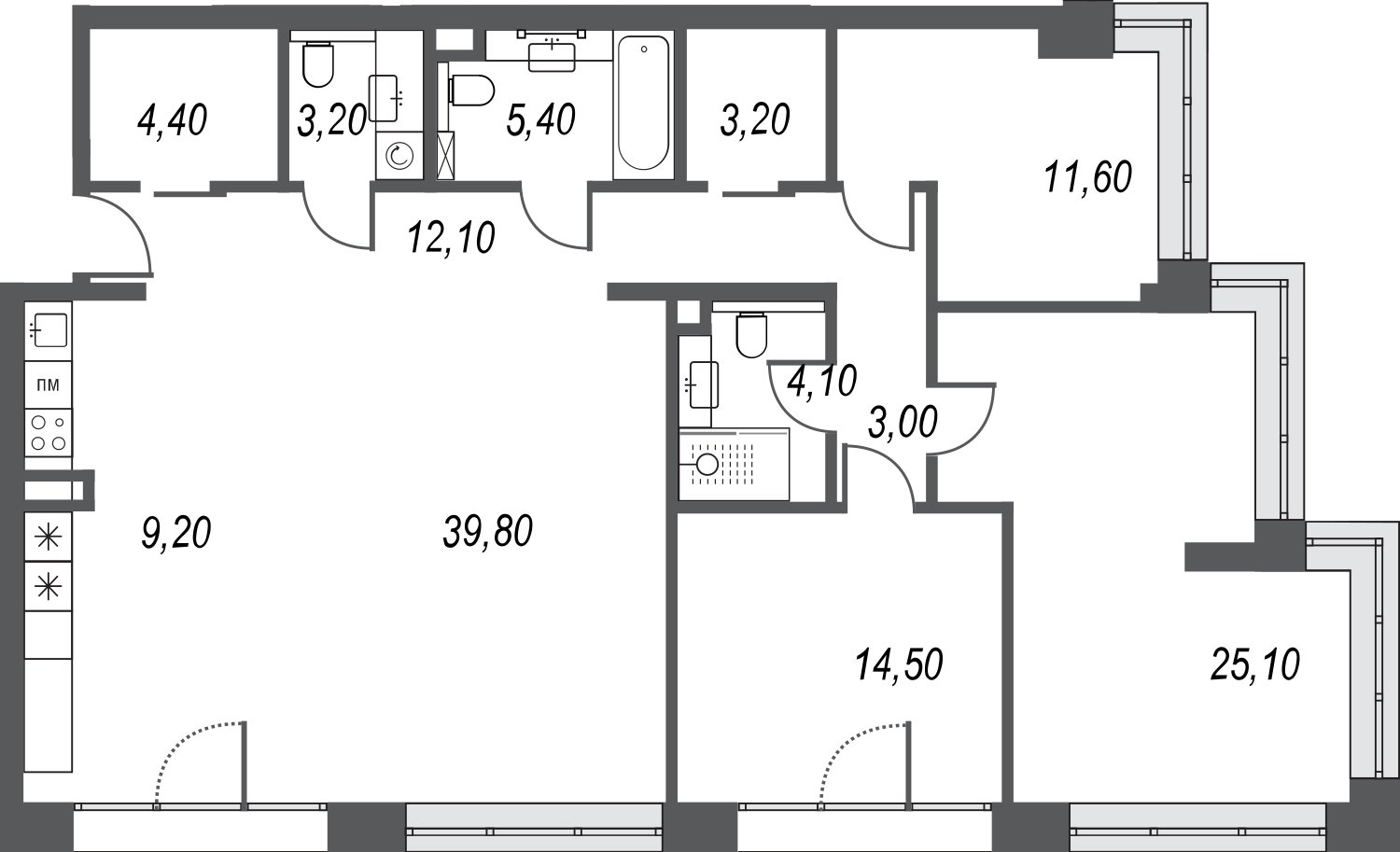 4-комнатная квартира без отделки, 135.8 м2, 21 этаж, дом сдан, ЖК AFI Park Воронцовский, корпус 4 - объявление 2359853 - фото №1