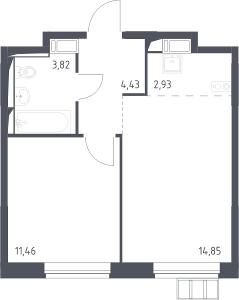 2-комнатная квартира с полной отделкой, 37.5 м2, 6 этаж, сдача 1 квартал 2025 г., ЖК Алхимово, корпус 12 - объявление 2064537 - фото №1