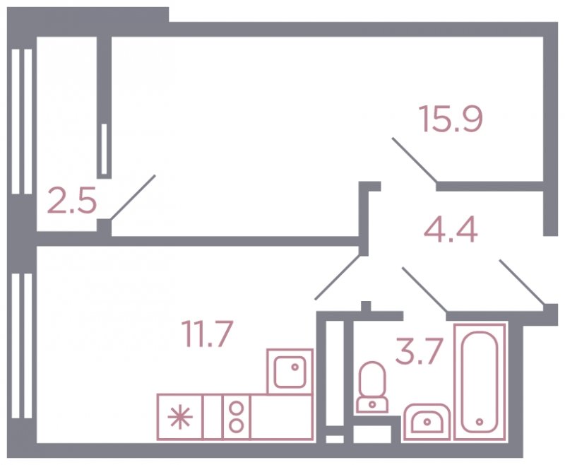 1-комнатная квартира без отделки, 37 м2, 11 этаж, дом сдан, ЖК Миниполис Серебрица, корпус 1 - объявление 1585829 - фото №1