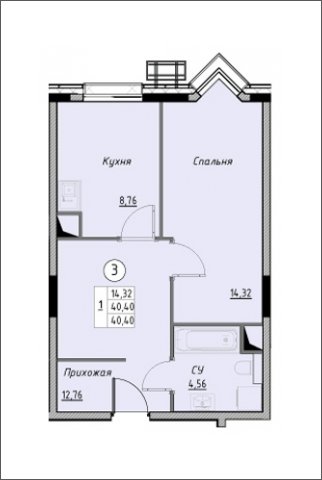 1-комнатная квартира без отделки, 40.4 м2, 12 этаж, дом сдан, ЖК Новое Лыткарино, корпус 3 - объявление 1777467 - фото №1