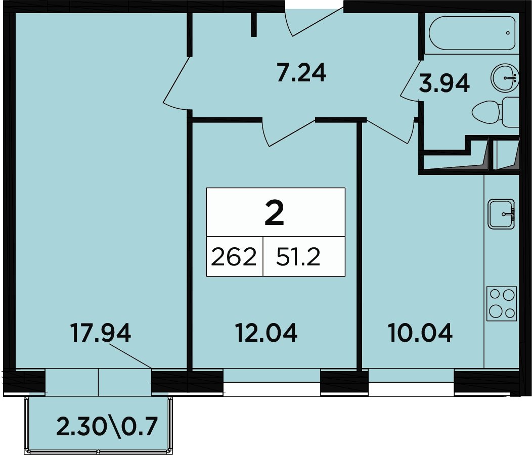2-комнатные апартаменты 49.1 м2, 12 этаж, дом сдан, ЖК Легендарный Квартал на Березовой  аллее, корпус 5 - объявление 2335692 - фото №1