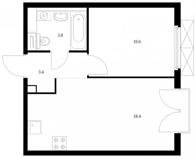 1-комнатная квартира с полной отделкой, 36.2 м2, 2 этаж, сдача 2 квартал 2024 г., ЖК Академика Павлова, корпус 56 - объявление 1746491 - фото №1
