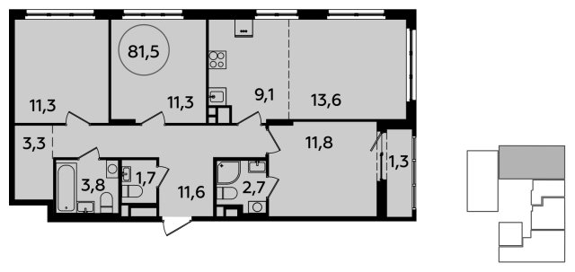 4-комнатная квартира (евро) с полной отделкой, 81.5 м2, 5 этаж, сдача 2 квартал 2024 г., ЖК Испанские кварталы, корпус 8.1 - объявление 1633392 - фото №1