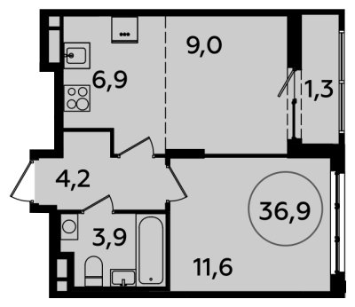 2-комнатная квартира (евро) с полной отделкой, 36.9 м2, 8 этаж, сдача 2 квартал 2024 г., ЖК Испанские кварталы, корпус 8.1 - объявление 1633472 - фото №1