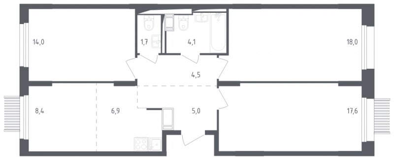 4-комнатная квартира с полной отделкой, 80.2 м2, 2 этаж, сдача 2 квартал 2025 г., ЖК Мытищи Парк, корпус 4 - объявление 1823604 - фото №1