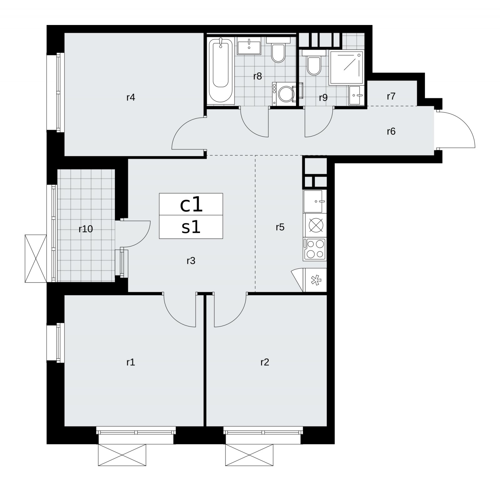 4-комнатная квартира (евро) с частичной отделкой, 65.2 м2, 5 этаж, сдача 2 квартал 2026 г., ЖК Скандинавия, корпус 25.3 - объявление 2283890 - фото №1