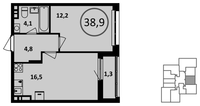 1-комнатная квартира с полной отделкой, 38.9 м2, 6 этаж, сдача 2 квартал 2023 г., ЖК Испанские кварталы, корпус 6.2 - объявление 1817727 - фото №1