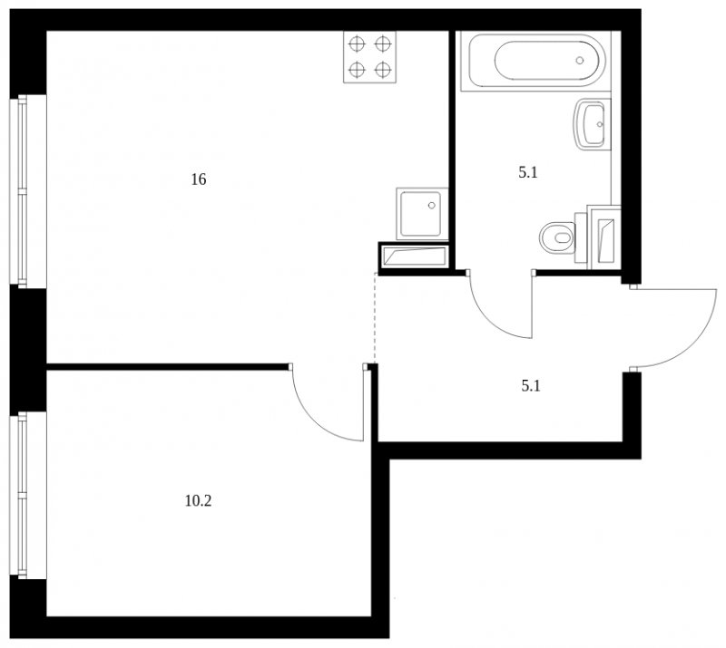 1-комнатная квартира с полной отделкой, 36.4 м2, 19 этаж, дом сдан, ЖК Кронштадтский 9, корпус 1.5 - объявление 1523338 - фото №1