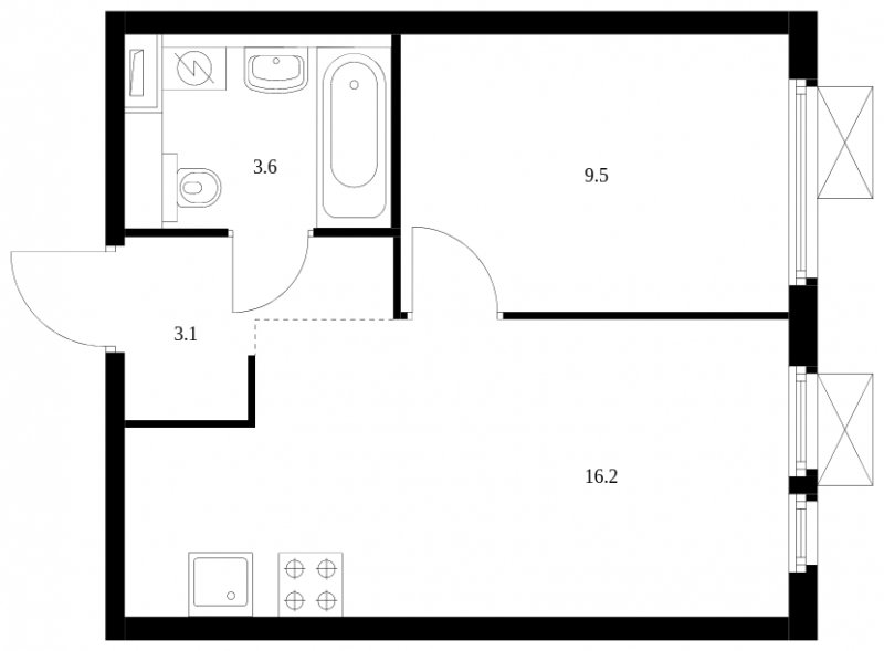 1-комнатная квартира с полной отделкой, 32.4 м2, 22 этаж, сдача 2 квартал 2024 г., ЖК Митинский лес, корпус 1.3 - объявление 1758638 - фото №1