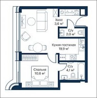 1-комнатная квартира с частичной отделкой, 40.4 м2, 42 этаж, сдача 4 квартал 2023 г., ЖК City Bay, корпус Atlantic Ocean 2 - объявление 1932944 - фото №1