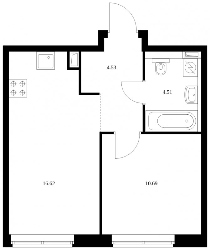 1-комнатная квартира с полной отделкой, 36.35 м2, 2 этаж, сдача 1 квартал 2024 г., ЖК Green Park, корпус 8 - объявление 1603337 - фото №1