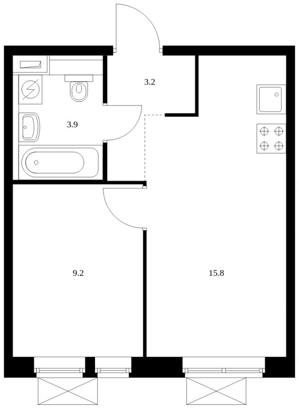 1-комнатная квартира с полной отделкой, 32.1 м2, 7 этаж, сдача 1 квартал 2024 г., ЖК Середневский лес, корпус 3.1 - объявление 1764525 - фото №1