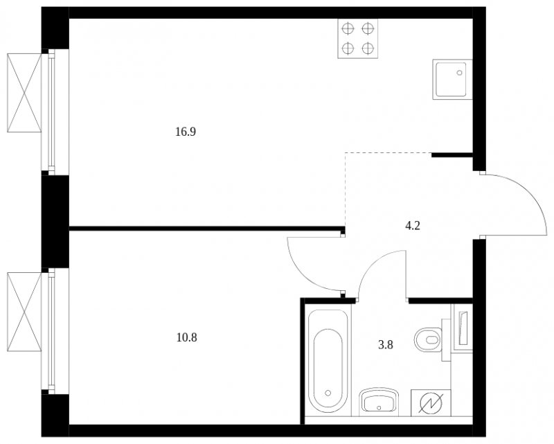 1-комнатная квартира с полной отделкой, 35.7 м2, 15 этаж, сдача 3 квартал 2024 г., ЖК Люблинский парк, корпус 15 - объявление 1871477 - фото №1