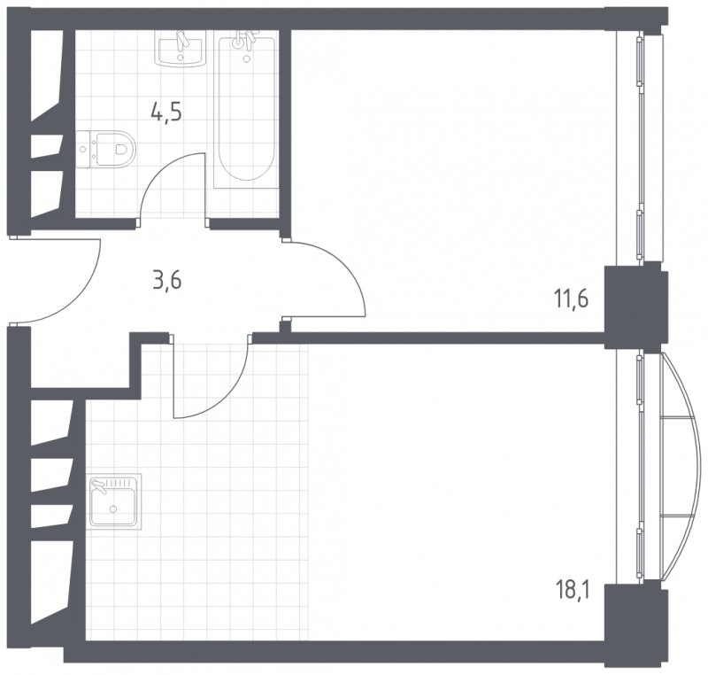 1-комнатная квартира с полной отделкой, 37.8 м2, 13 этаж, сдача 4 квартал 2022 г., ЖК Новоданиловская 8, корпус 2 - объявление 1556468 - фото №1