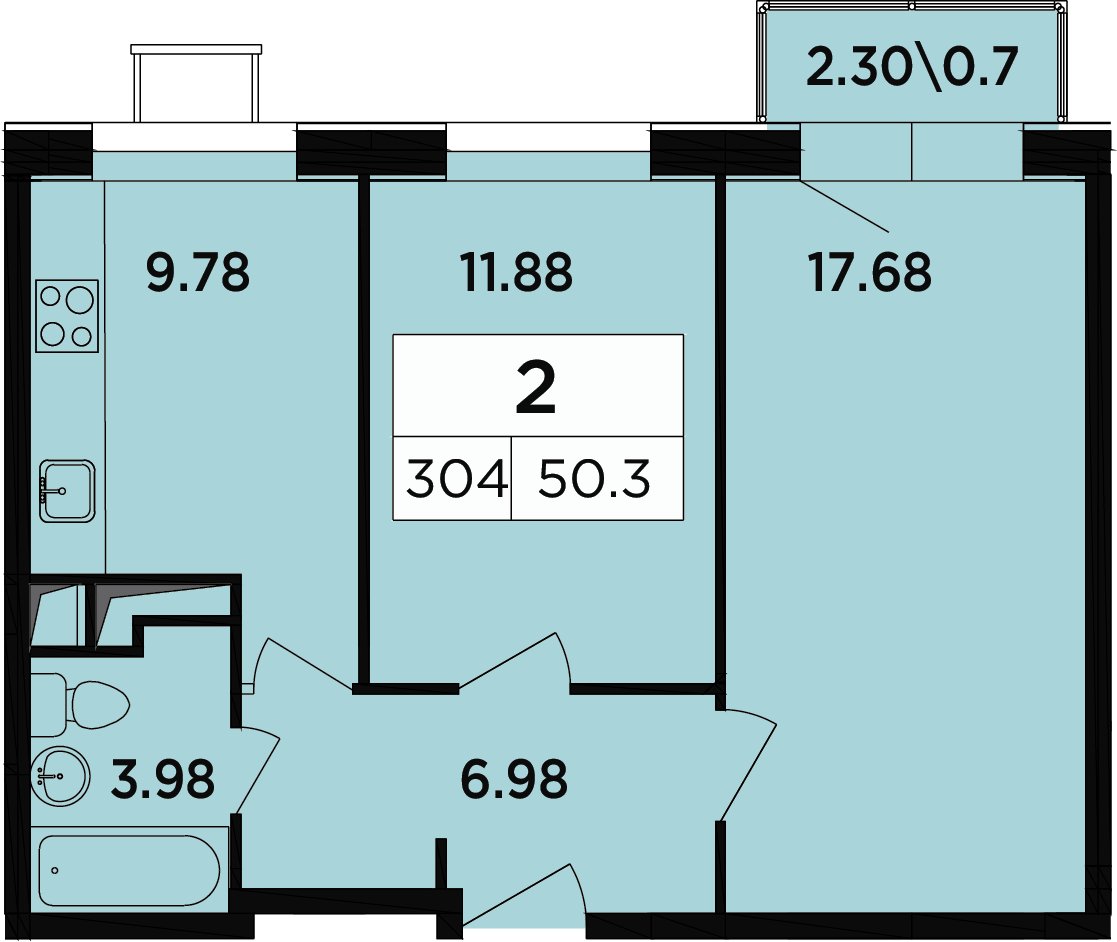 2-комнатные апартаменты 47.2 м2, 14 этаж, дом сдан, ЖК Легендарный Квартал на Березовой  аллее, корпус 5 - объявление 2349141 - фото №1