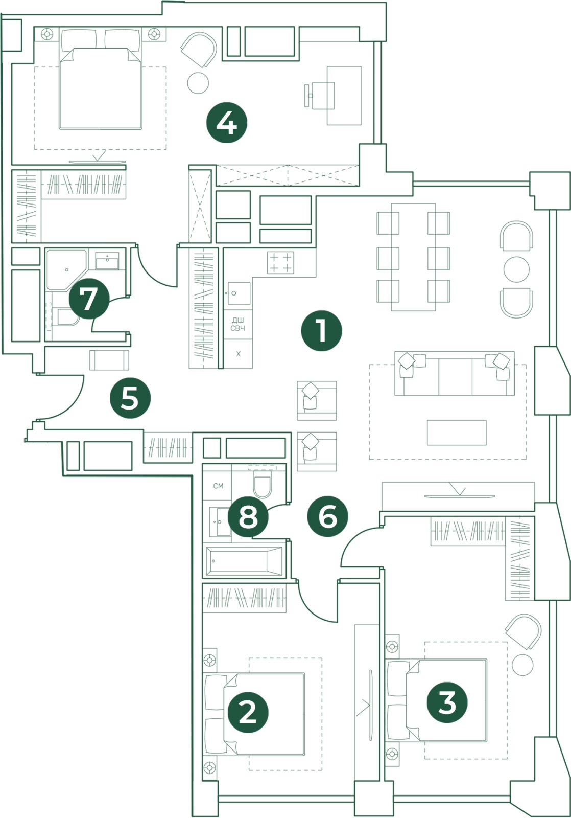4-комнатная квартира (евро) с полной отделкой, 120.1 м2, 31 этаж, дом сдан, ЖК Эко-квартал VERY, корпус 2 - объявление 2394360 - фото №1