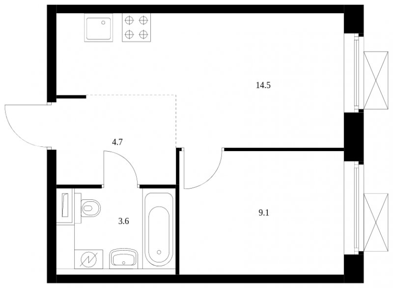 1-комнатная квартира с полной отделкой, 31.9 м2, 3 этаж, сдача 4 квартал 2023 г., ЖК Большая Академическая 85, корпус 2.1 - объявление 1689018 - фото №1