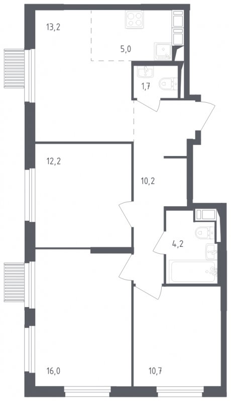 4-комнатная квартира с полной отделкой, 73.2 м2, 2 этаж, сдача 2 квартал 2024 г., ЖК Мытищи Парк, корпус 3 - объявление 1822016 - фото №1