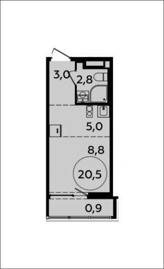 Студия с полной отделкой, 20.5 м2, 6 этаж, сдача 2 квартал 2024 г., ЖК Испанские кварталы, корпус 8.1 - объявление 1633356 - фото №1