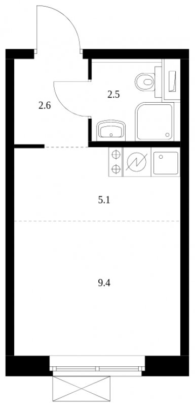 Студия с полной отделкой, 19.6 м2, 8 этаж, сдача 3 квартал 2023 г., ЖК Кольская 8, корпус 1 - объявление 1551851 - фото №1