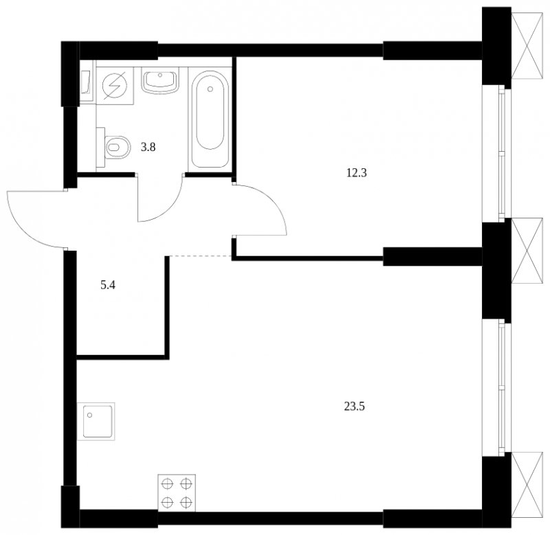 1-комнатные апартаменты с полной отделкой, 45 м2, 20 этаж, сдача 2 квартал 2023 г., ЖК Волоколамское 24, корпус 3 - объявление 1685127 - фото №1