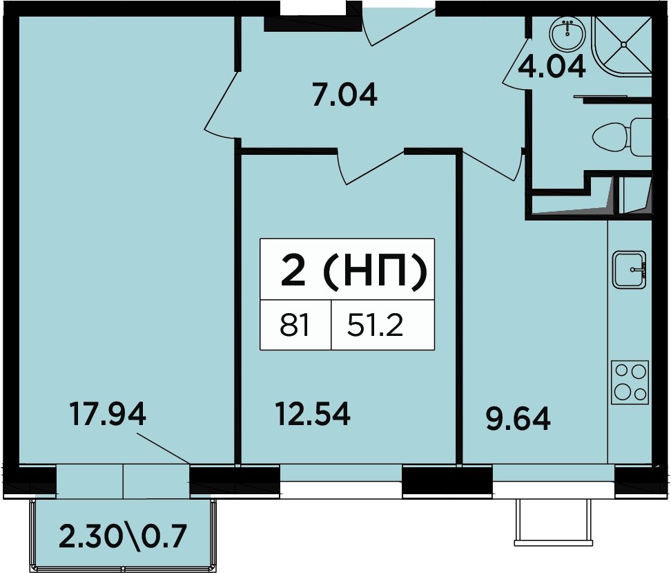 2-комнатные апартаменты 48.5 м2, 5 этаж, дом сдан, ЖК Легендарный Квартал на Березовой  аллее, корпус 5 - объявление 2335656 - фото №1