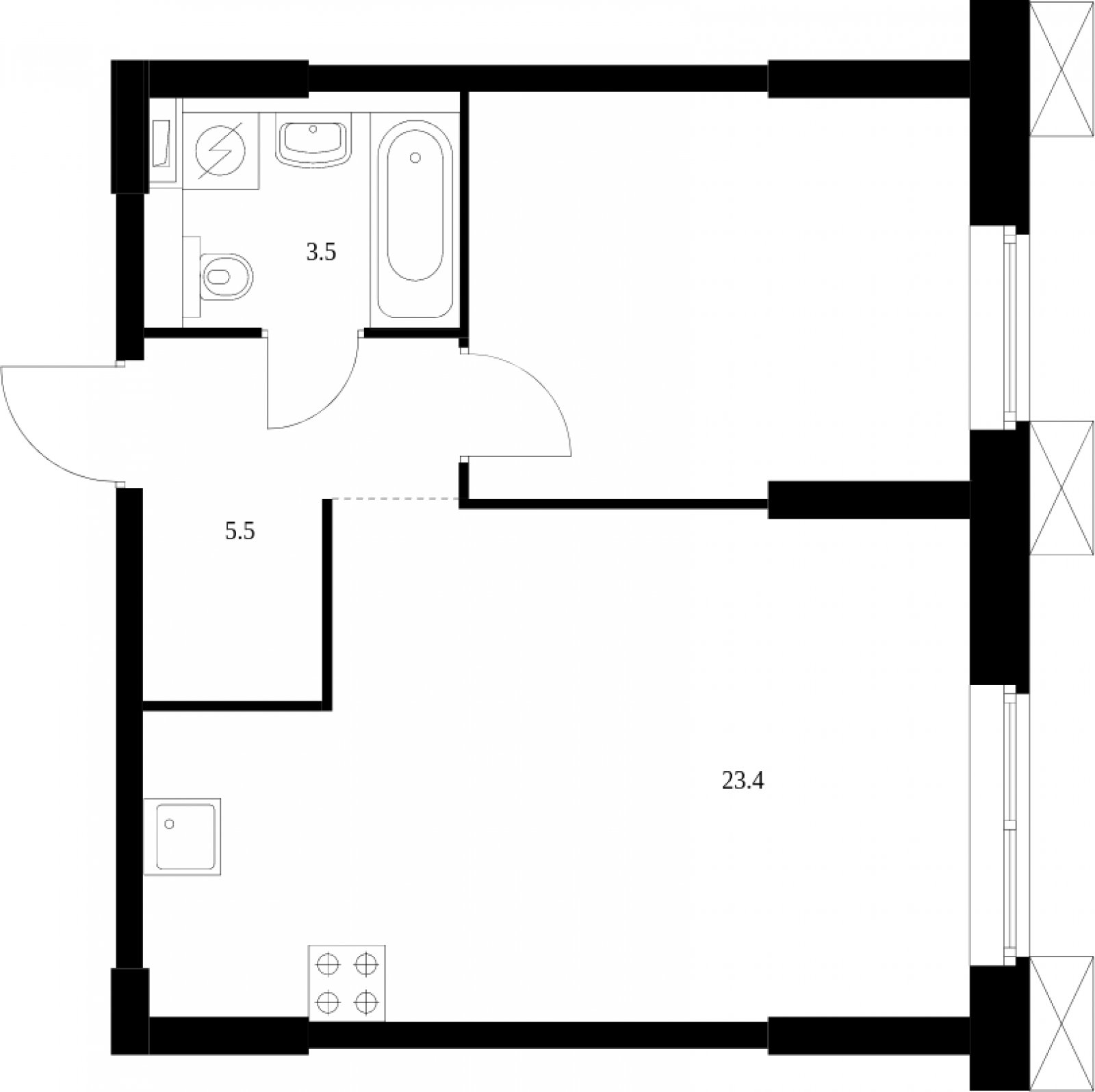 1-комнатные апартаменты с полной отделкой, 44.7 м2, 27 этаж, сдача 2 квартал 2023 г., ЖК Волоколамское 24, корпус 3 - объявление 2012244 - фото №1
