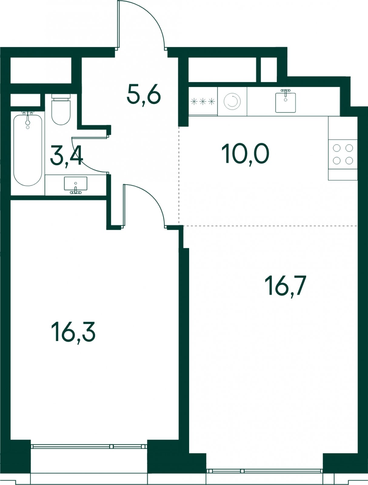 1-комнатная квартира без отделки, 52 м2, 7 этаж, сдача 2 квартал 2025 г., ЖК Клубный город на реке Primavera, корпус 7 квартала "Vivaldi" - объявление 2046755 - фото №1