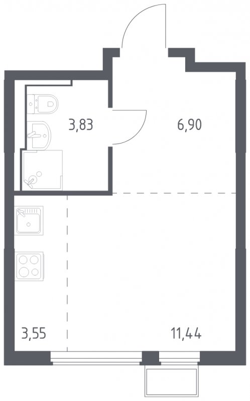 Студия с полной отделкой, 25.72 м2, 11 этаж, сдача 4 квартал 2024 г., ЖК Остафьево, корпус 15 - объявление 1931780 - фото №1