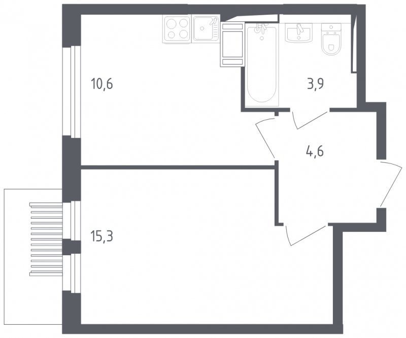 1-комнатная квартира с полной отделкой, 34.4 м2, 6 этаж, сдача 2 квартал 2025 г., ЖК Мытищи Парк, корпус 4 - объявление 1848286 - фото №1