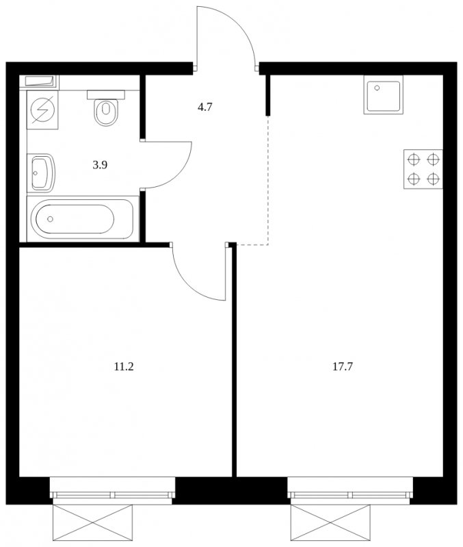 1-комнатная квартира с полной отделкой, 37.5 м2, 10 этаж, сдача 4 квартал 2023 г., ЖК Восточное Бутово, корпус 15 - объявление 1652905 - фото №1
