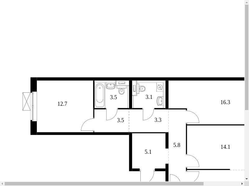 3-комнатная квартира с полной отделкой, 83 м2, 2 этаж, сдача 3 квартал 2023 г., ЖК Кольская 8, корпус 1 - объявление 2101217 - фото №1