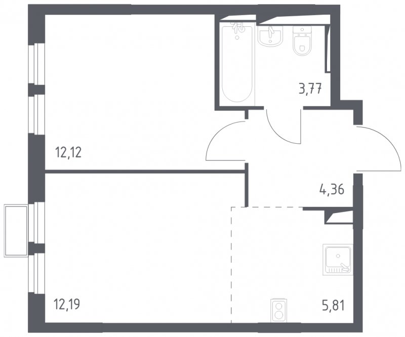2-комнатная квартира (евро) с полной отделкой, 38.25 м2, 8 этаж, сдача 4 квартал 2024 г., ЖК Остафьево, корпус 13 - объявление 1850005 - фото №1