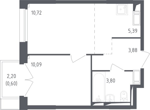 2-комнатная квартира с полной отделкой, 34.5 м2, 16 этаж, сдача 3 квартал 2024 г., ЖК Томилино Парк, корпус 5.2 - объявление 2067611 - фото №1