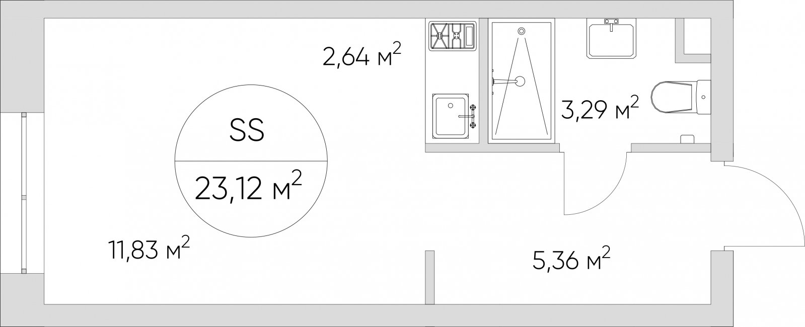 Студия без отделки, 23.12 м2, 13 этаж, дом сдан, ЖК N'ICE LOFT, корпус 1 - объявление 2406324 - фото №1