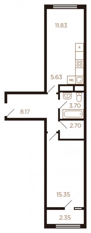 2-комнатная квартира с полной отделкой, 49 м2, 4 этаж, дом сдан, ЖК Миниполис Рафинад, корпус 6 - объявление 1463995 - фото №1
