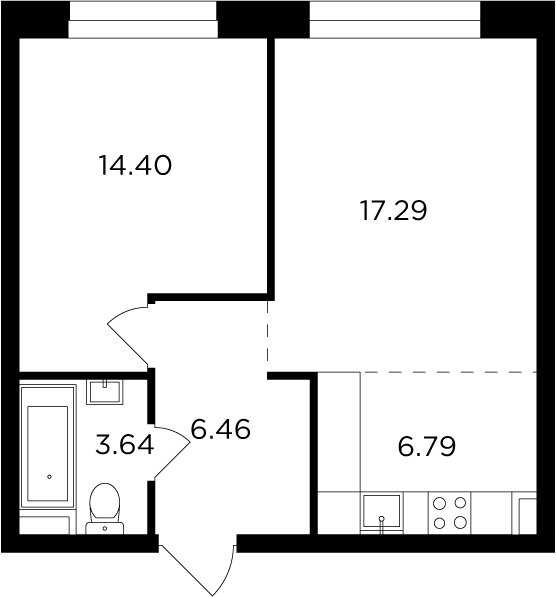 2-комнатная квартира без отделки, 48.58 м2, 2 этаж, дом сдан, ЖК FORIVER, корпус 3 - объявление 2371252 - фото №1