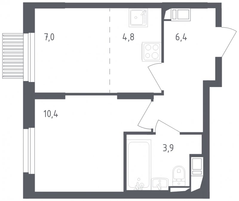 2-комнатная квартира с полной отделкой, 32.5 м2, 15 этаж, сдача 2 квартал 2024 г., ЖК Мытищи Парк, корпус 3 - объявление 1822312 - фото №1