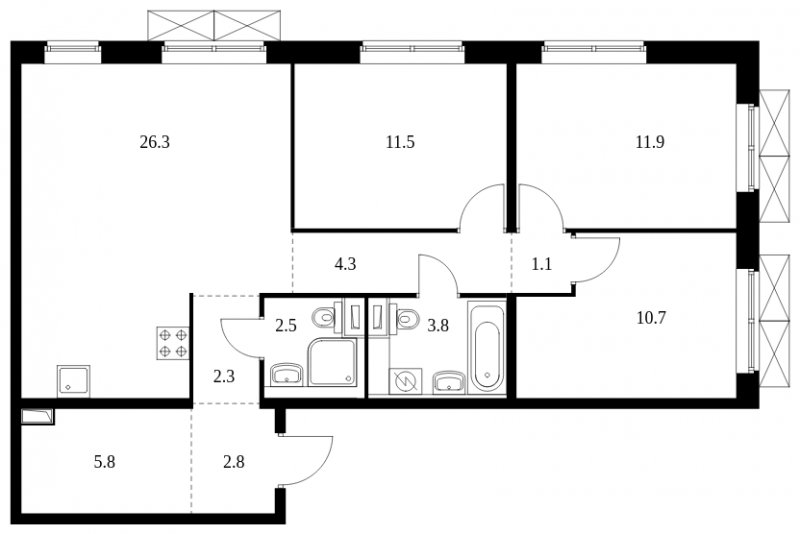 3-комнатная квартира с полной отделкой, 83 м2, 2 этаж, сдача 4 квартал 2023 г., ЖК Волжский парк, корпус 4.2 - объявление 1741801 - фото №1