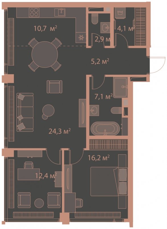 3-комнатная квартира без отделки, 82.9 м2, 19 этаж, сдача 1 квартал 2025 г., ЖК HIGH LIFE, корпус Heart Tower - объявление 1770974 - фото №1