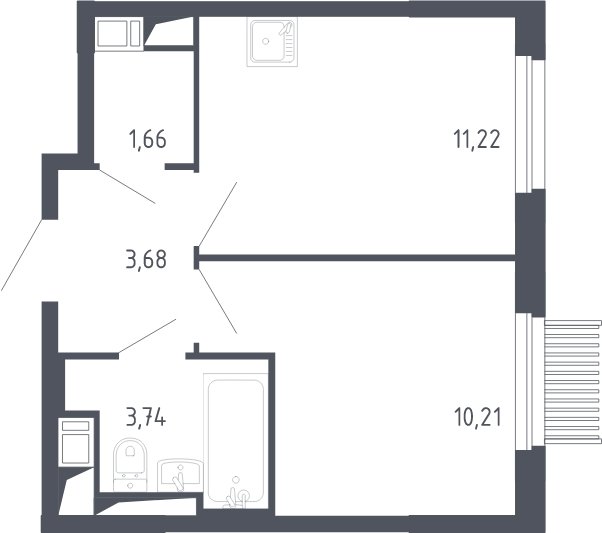 1-комнатная квартира с полной отделкой, 30.5 м2, 11 этаж, сдача 3 квартал 2023 г., ЖК Мытищи Парк, корпус 2 - объявление 2066493 - фото №1
