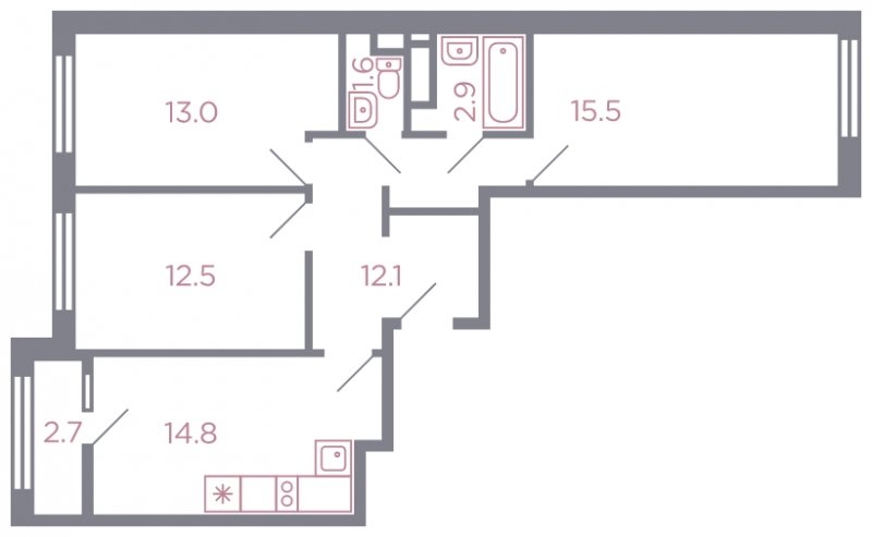 3-комнатная квартира без отделки, 73 м2, 8 этаж, дом сдан, ЖК Миниполис Серебрица, корпус 5 - объявление 1585884 - фото №1