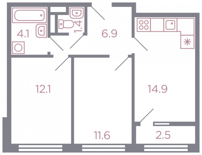 2-комнатная квартира без отделки, 52 м2, 8 этаж, дом сдан, ЖК Миниполис Серебрица, корпус 1 - объявление 1806998 - фото №1
