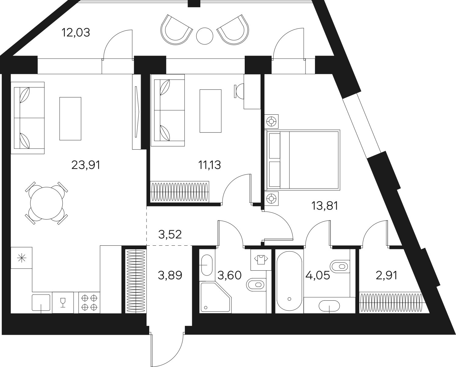 2-комнатная квартира без отделки, 72.84 м2, 3 этаж, сдача 4 квартал 2024 г., ЖК FØRST, корпус 2 - объявление 2358254 - фото №1