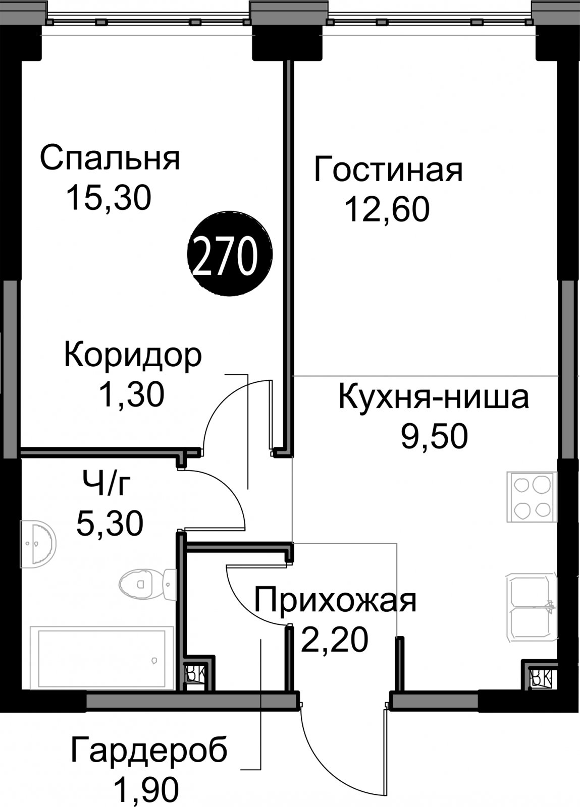 2-комнатная квартира без отделки, 48.1 м2, 6 этаж, дом сдан, ЖК AFI Park Воронцовский, корпус 4 - объявление 2289298 - фото №1
