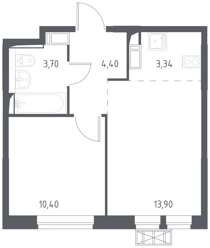 2-комнатная квартира с полной отделкой, 35.74 м2, 11 этаж, сдача 1 квартал 2024 г., ЖК Большое Путилково, корпус 25 - объявление 1822588 - фото №1