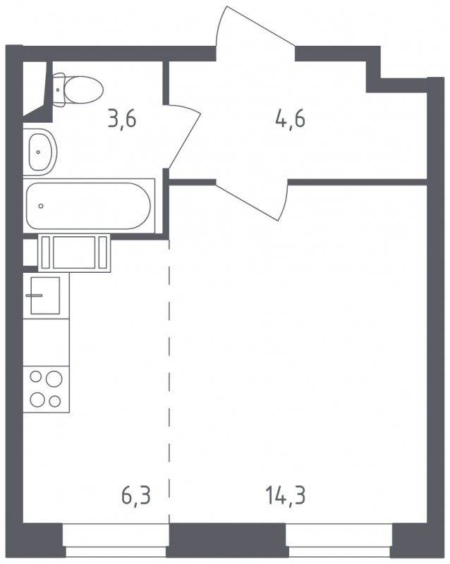 1-комнатная квартира с полной отделкой, 28.4 м2, 18 этаж, дом сдан, ЖК Квартал Некрасовка, корпус 5 - объявление 1829976 - фото №1