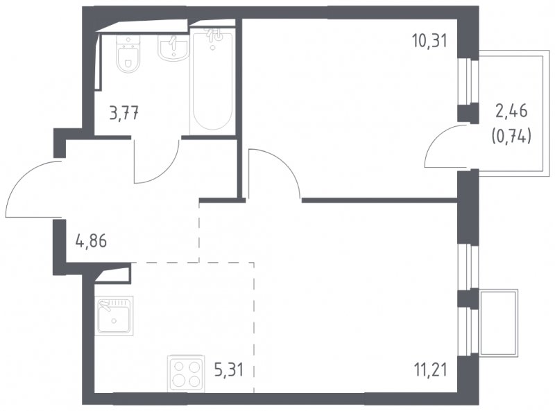 2-комнатная квартира с полной отделкой, 36.2 м2, 9 этаж, сдача 4 квартал 2024 г., ЖК Остафьево, корпус 14 - объявление 1828003 - фото №1